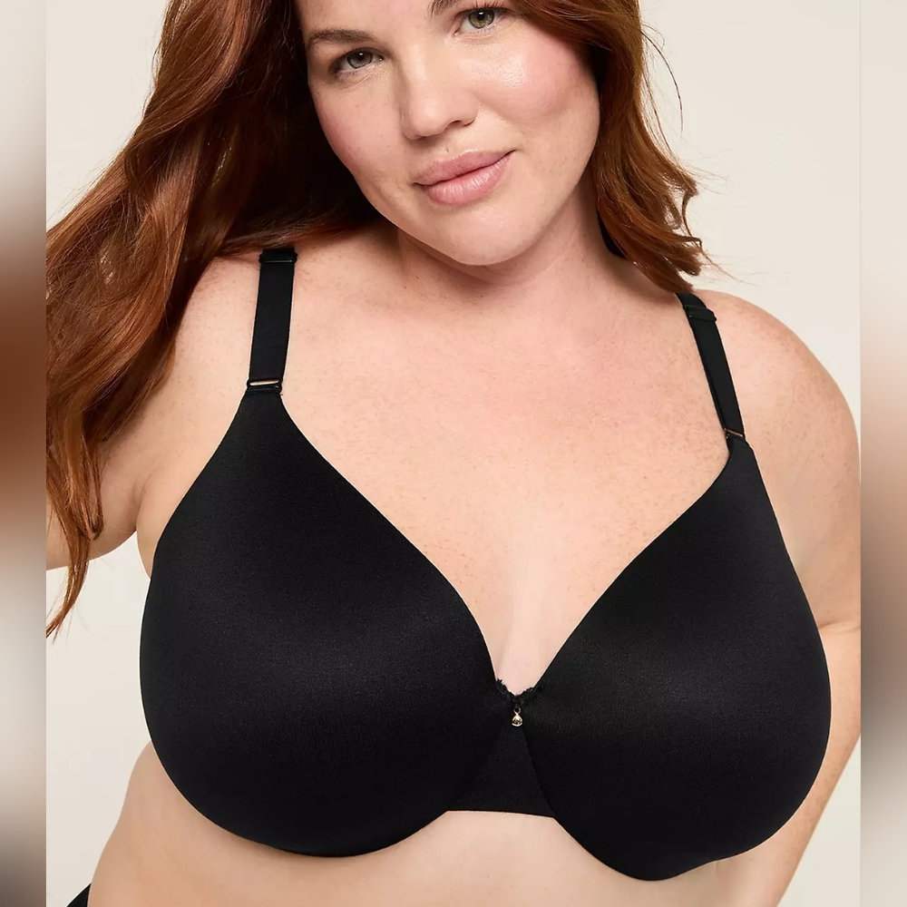 Cacique Backsmoother Bra 48C Black Underwire Lightly Lined Padded Full Coverage